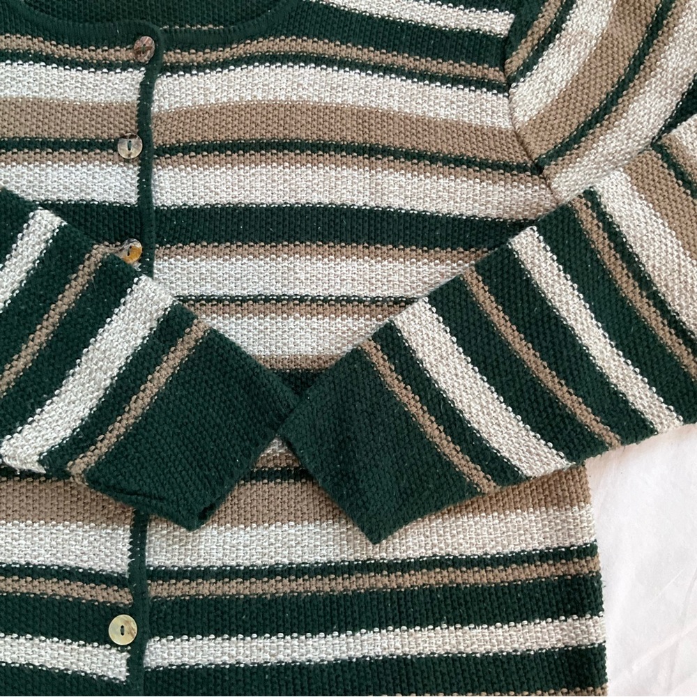 Vintage Reba Rose Boxy Striped Cardigan Sweater Earthy Coastal Cottageco… - Picture 12 of 16